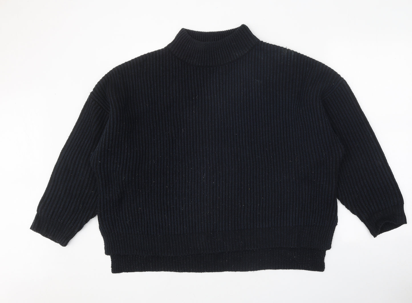 Topshop Womens Blue Mock Neck Acrylic Pullover Jumper Size M - Ribbed