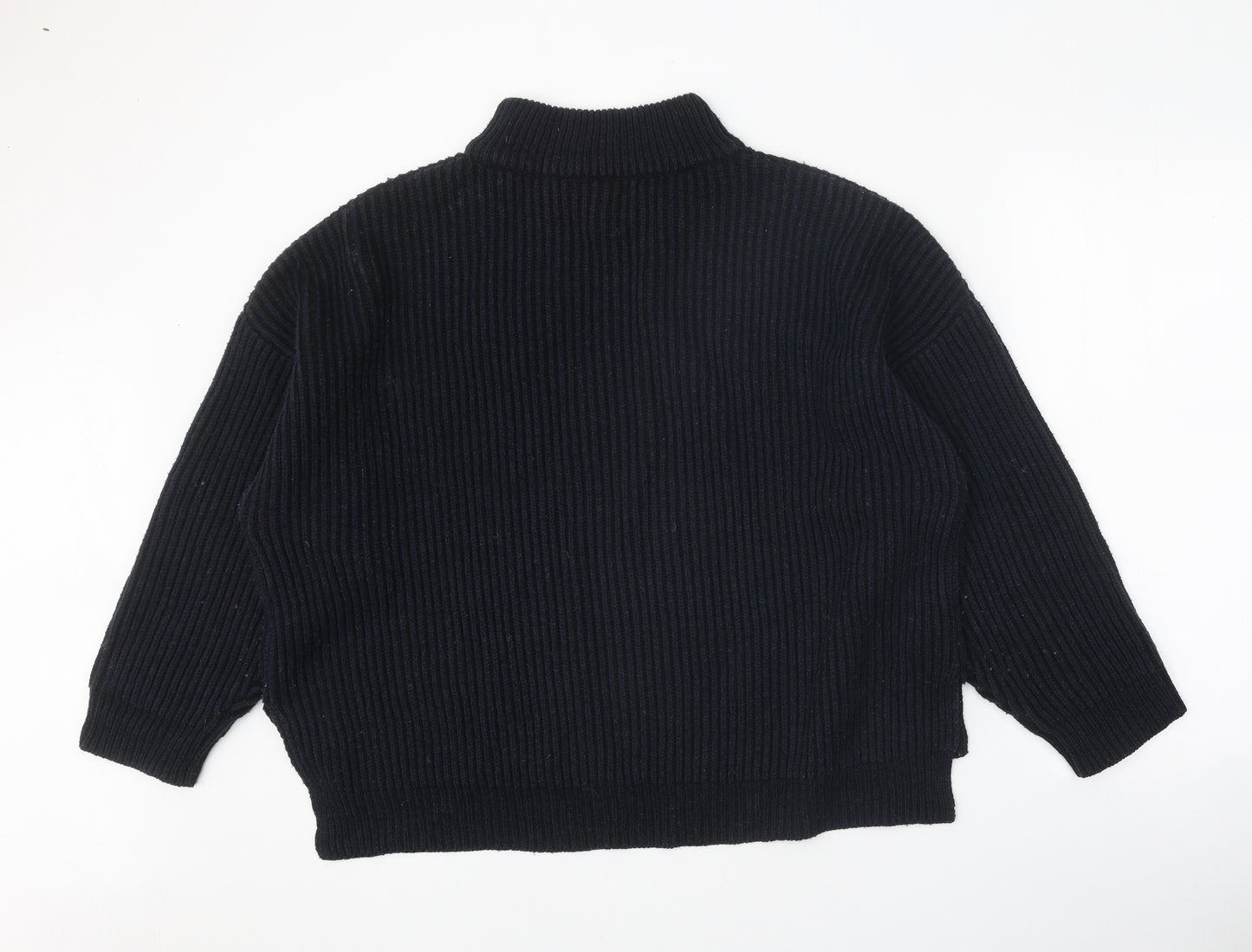 Topshop Womens Blue Mock Neck Acrylic Pullover Jumper Size M - Ribbed