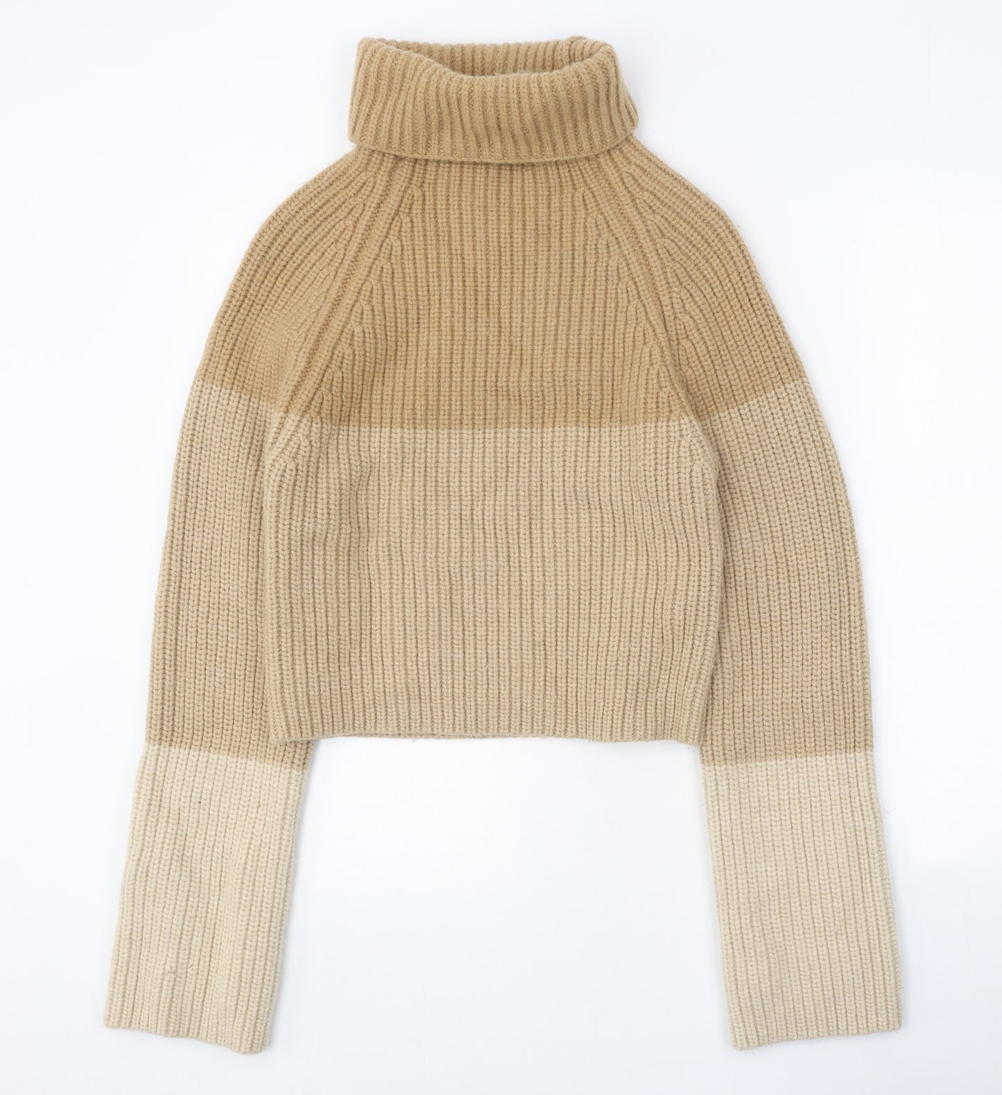 Preworn Womens Beige Roll Neck Wool Pullover Jumper Size S