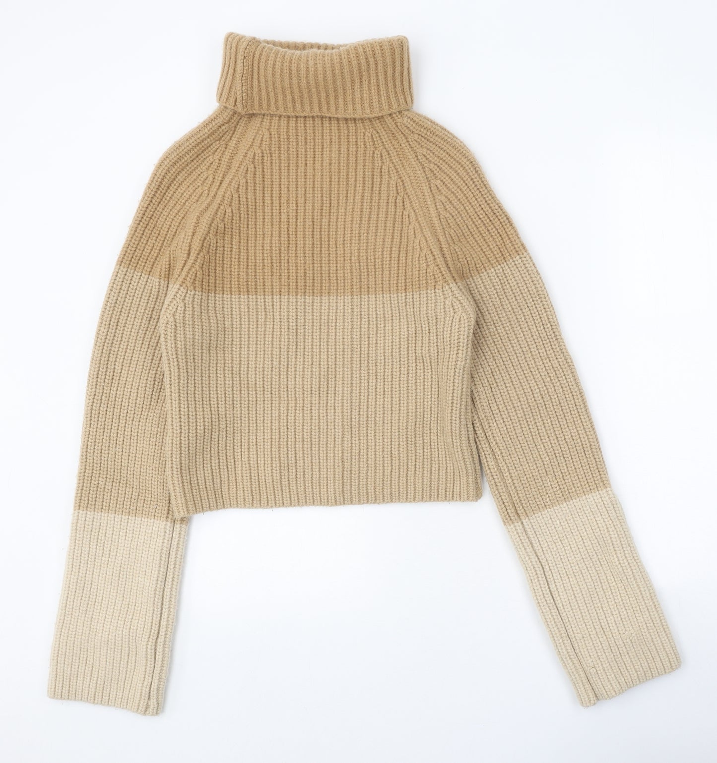 Preworn Womens Beige Roll Neck Wool Pullover Jumper Size S