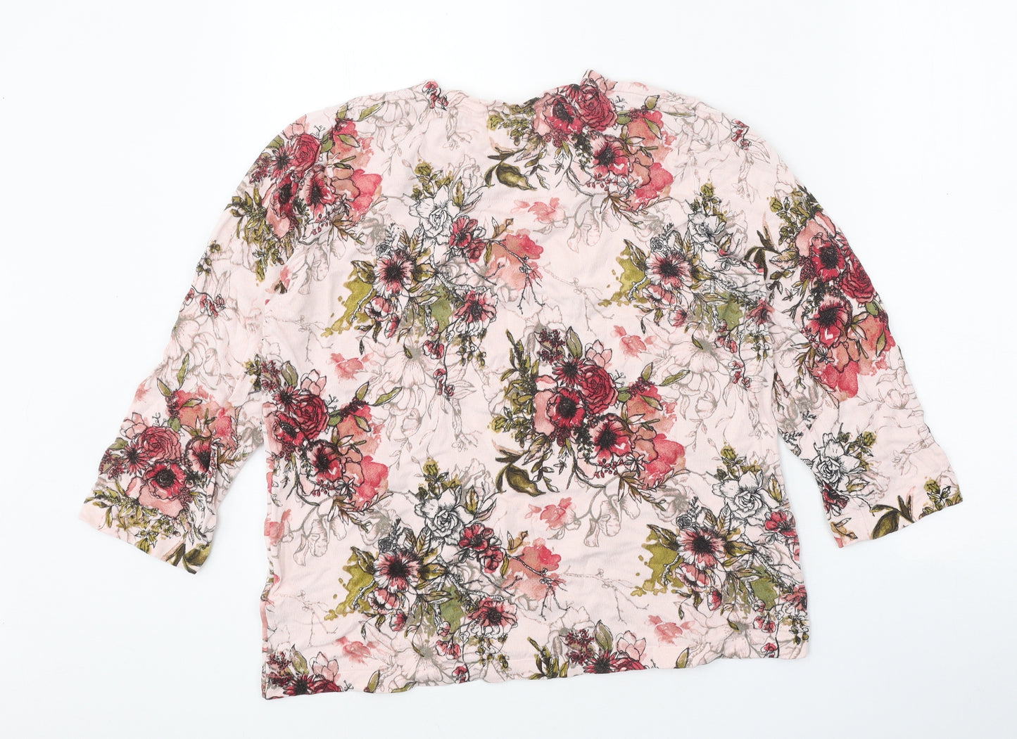 NEXT Womens Pink Scoop Neck Floral Viscose Pullover Jumper Size 16