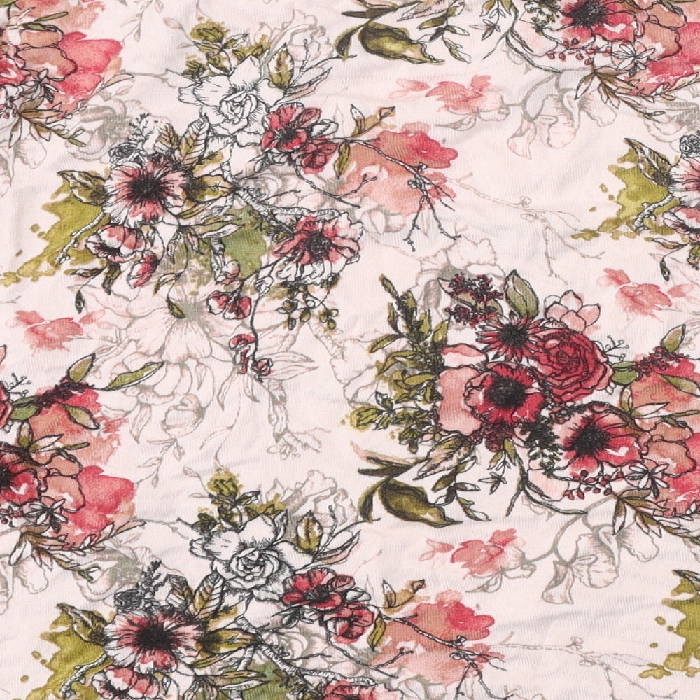 NEXT Womens Pink Scoop Neck Floral Viscose Pullover Jumper Size 16