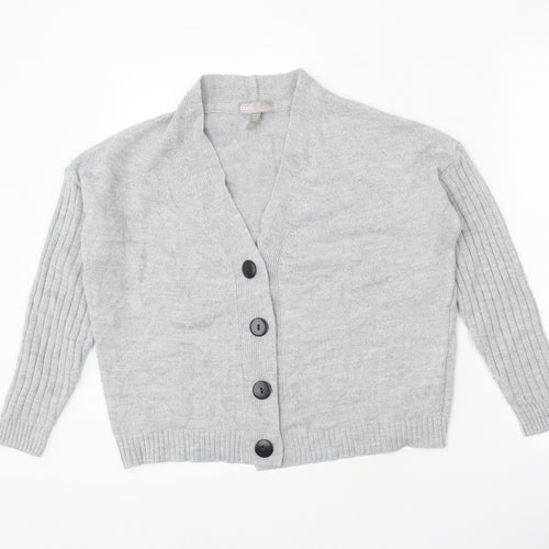 ASOS Womens Grey V-Neck Acrylic Cardigan Jumper Size 8
