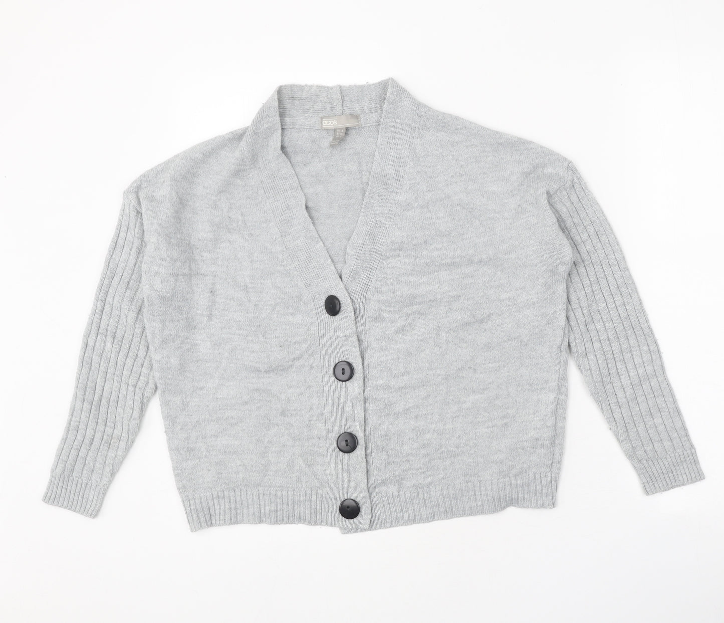 ASOS Womens Grey V-Neck Acrylic Cardigan Jumper Size 8
