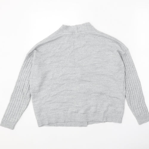ASOS Womens Grey V-Neck Acrylic Cardigan Jumper Size 8