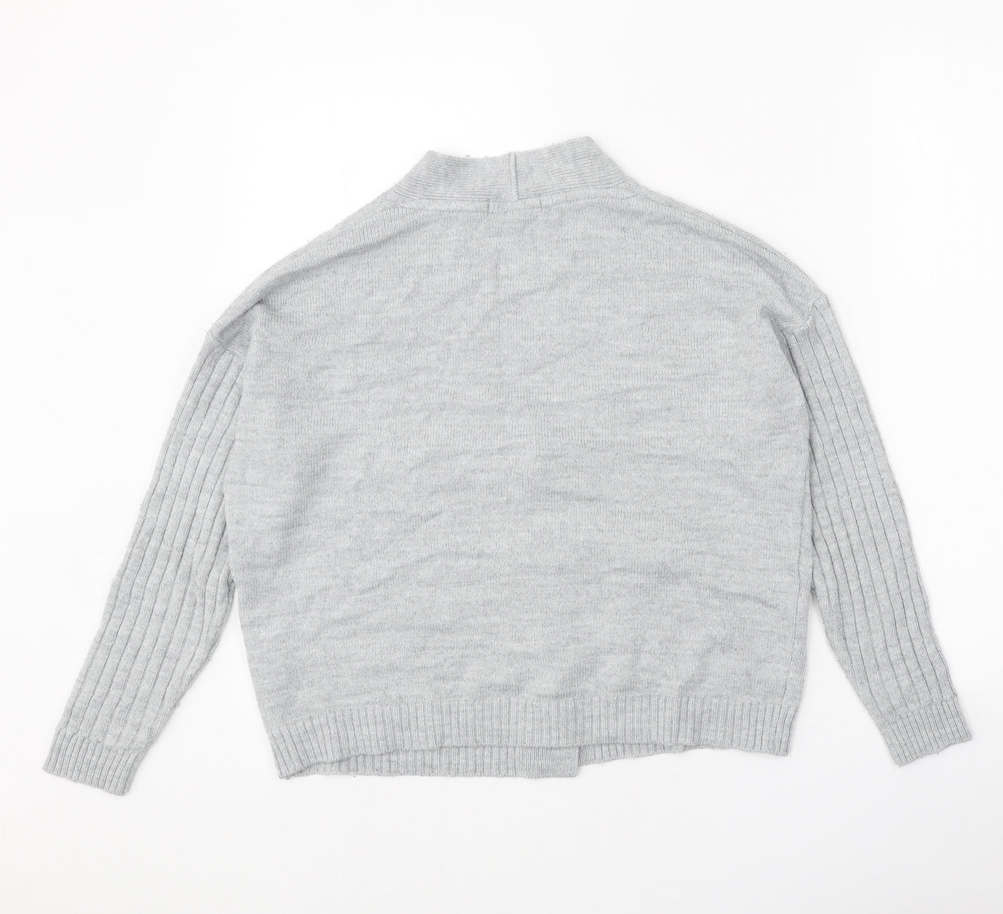 ASOS Womens Grey V-Neck Acrylic Cardigan Jumper Size 8
