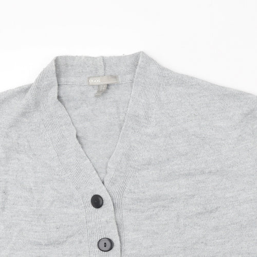 ASOS Womens Grey V-Neck Acrylic Cardigan Jumper Size 8