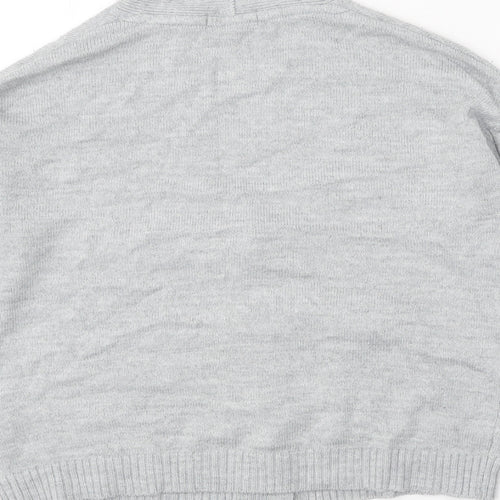ASOS Womens Grey V-Neck Acrylic Cardigan Jumper Size 8