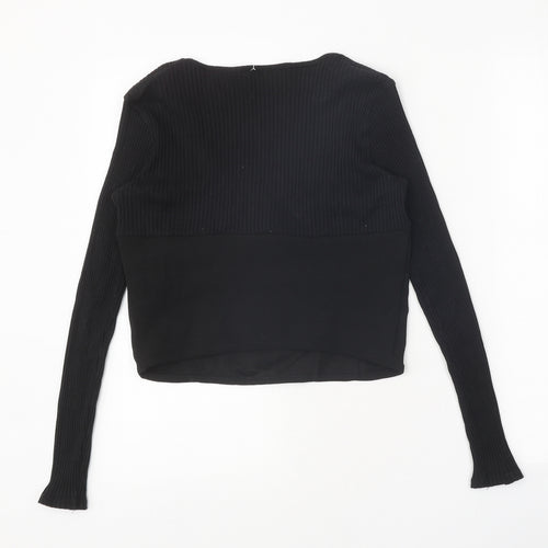 Zara Womens Black Polyester Basic Tank Size M V-Neck