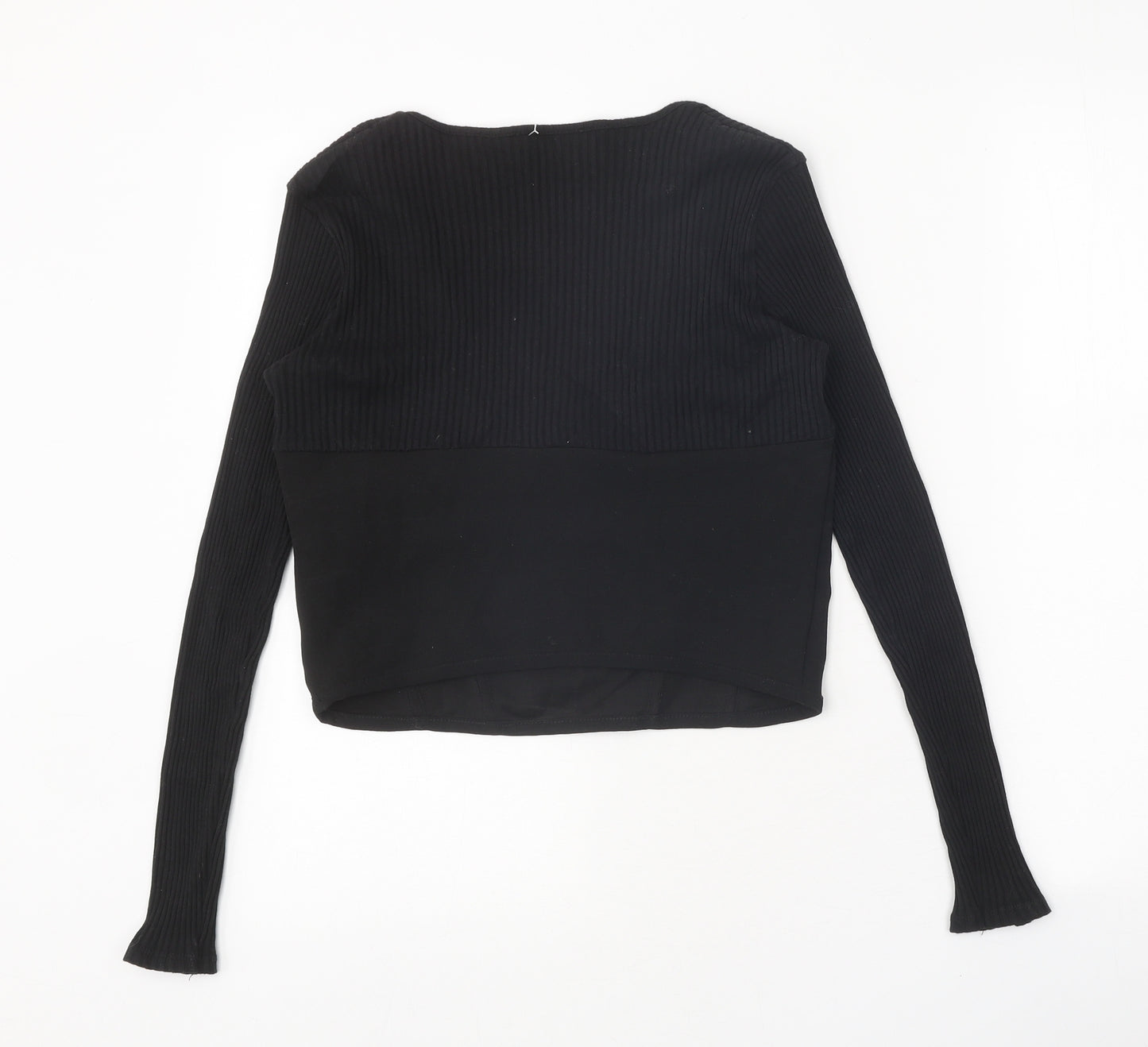 Zara Womens Black Polyester Basic Tank Size M V-Neck
