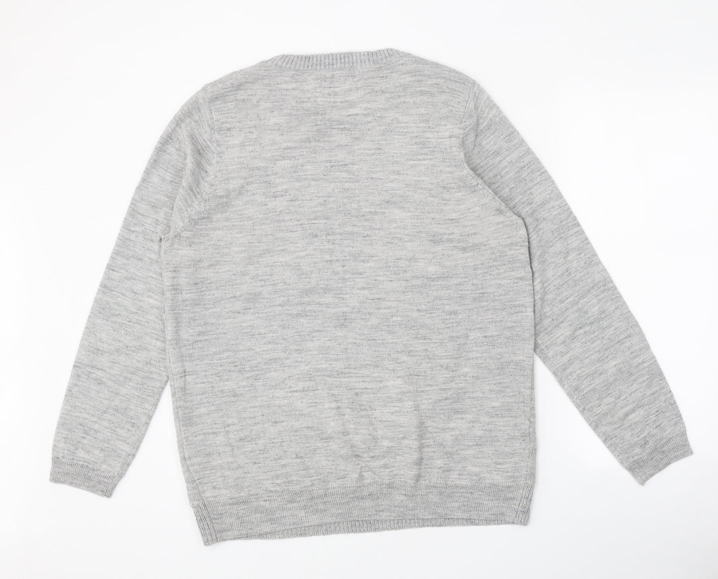 NEXT Womens Grey Scoop Neck Acrylic Pullover Jumper Size 16 - Christmas Polar Bear