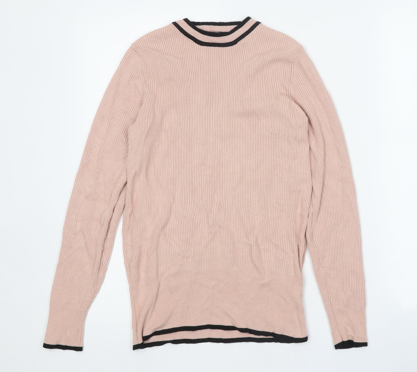 Marks and Spencer Womens Pink Round Neck Viscose Pullover Jumper Size 14