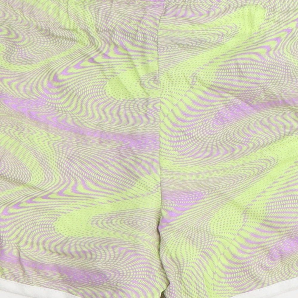 Primark Womens Green Geometric 100% Cotton Sweat Shorts Size XS Regular Drawstring