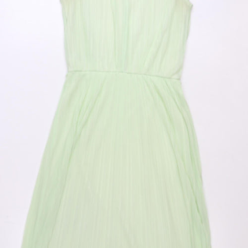 Miss Selfridge Womens Green Polyester Fit & Flare Size 6 Boat Neck Button