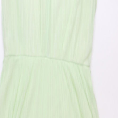 Miss Selfridge Womens Green Polyester Fit & Flare Size 6 Boat Neck Button