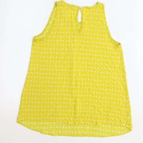LOFT Womens Yellow Geometric Polyester Basic Tank Size 2XS Scoop Neck