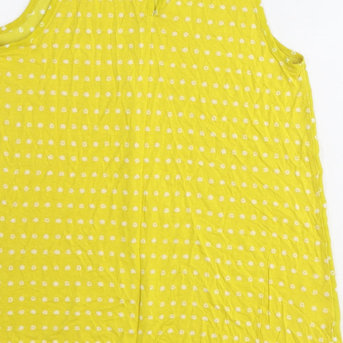 LOFT Womens Yellow Geometric Polyester Basic Tank Size 2XS Scoop Neck