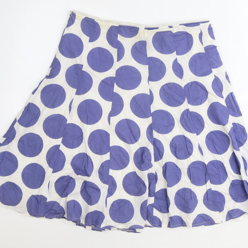 Preworn Womens Blue Polka Dot Cotton Skater Skirt Size 8 Zip