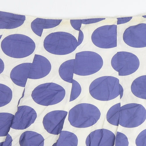 Preworn Womens Blue Polka Dot Cotton Skater Skirt Size 8 Zip