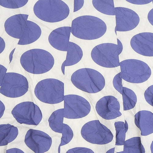 Preworn Womens Blue Polka Dot Cotton Skater Skirt Size 8 Zip