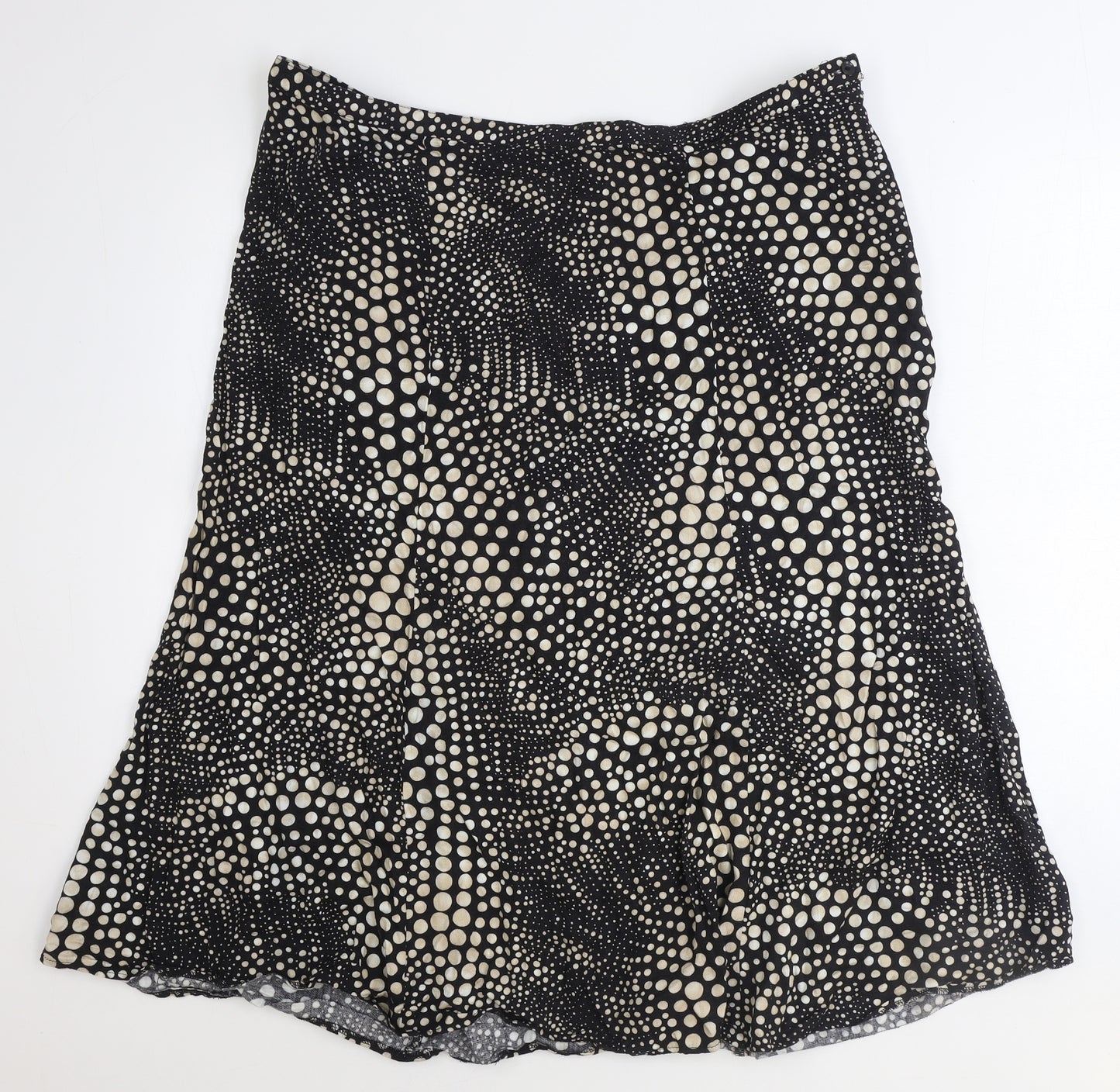 Marks and Spencer Womens Black Geometric Viscose A-Line Skirt Size 20 Zip