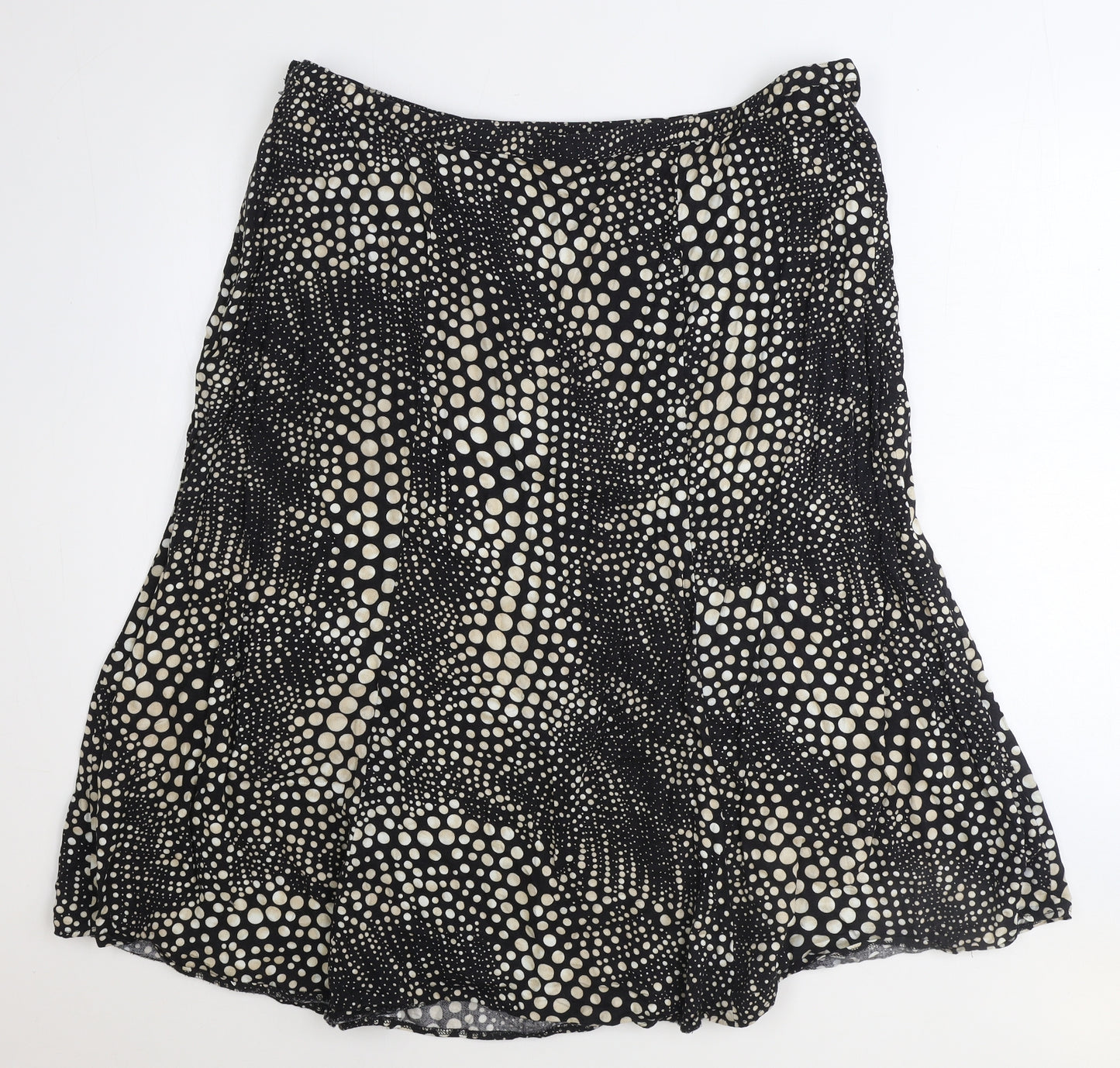 Marks and Spencer Womens Black Geometric Viscose A-Line Skirt Size 20 Zip