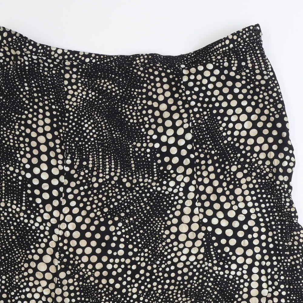 Marks and Spencer Womens Black Geometric Viscose A-Line Skirt Size 20 Zip