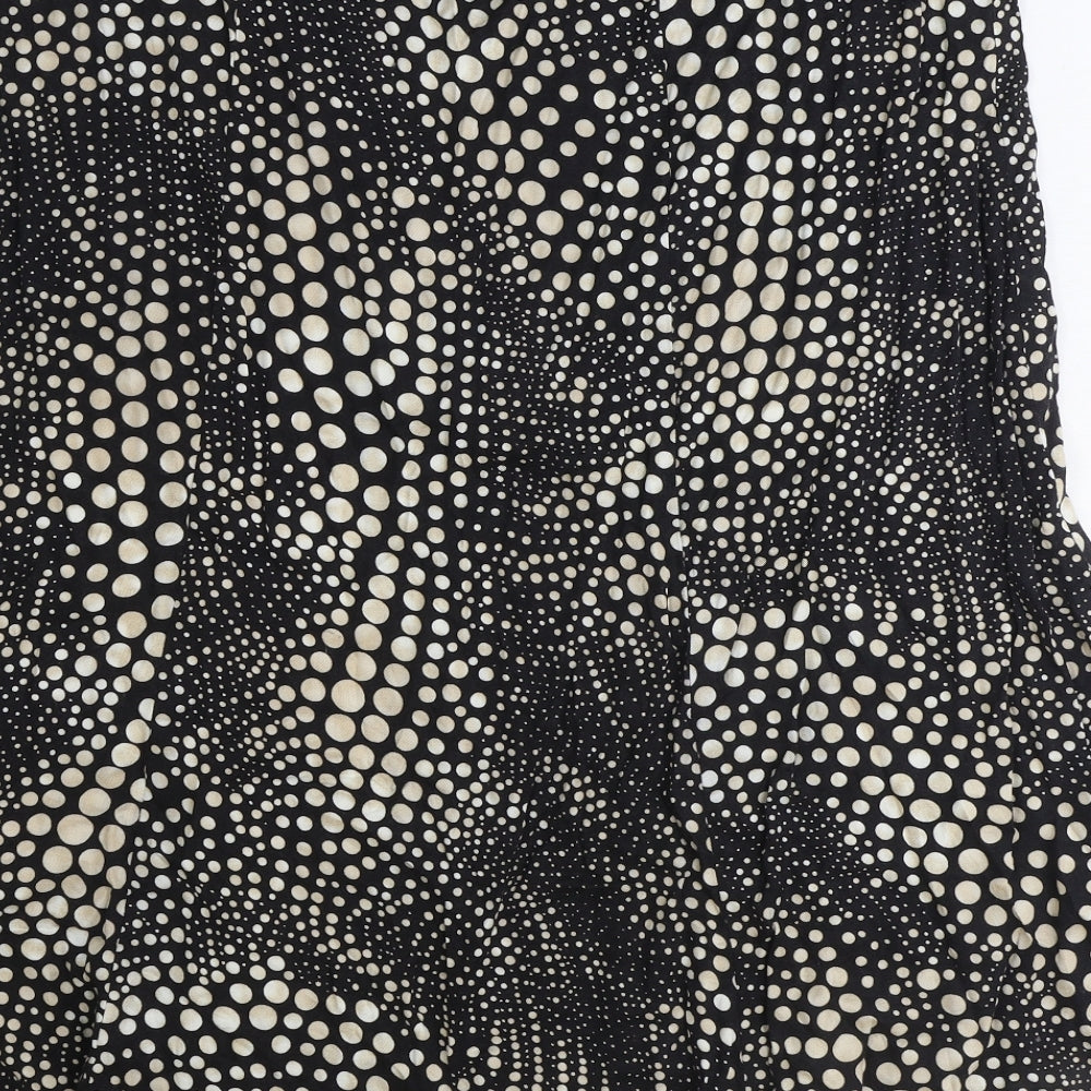Marks and Spencer Womens Black Geometric Viscose A-Line Skirt Size 20 Zip