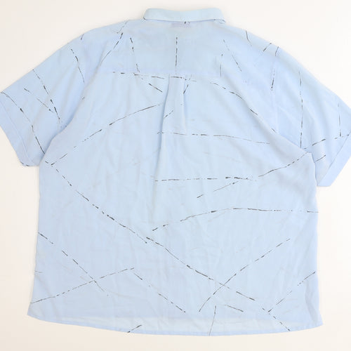 La Kerko Womens Blue Geometric Polyester Basic Button-Up Size 12 Collared