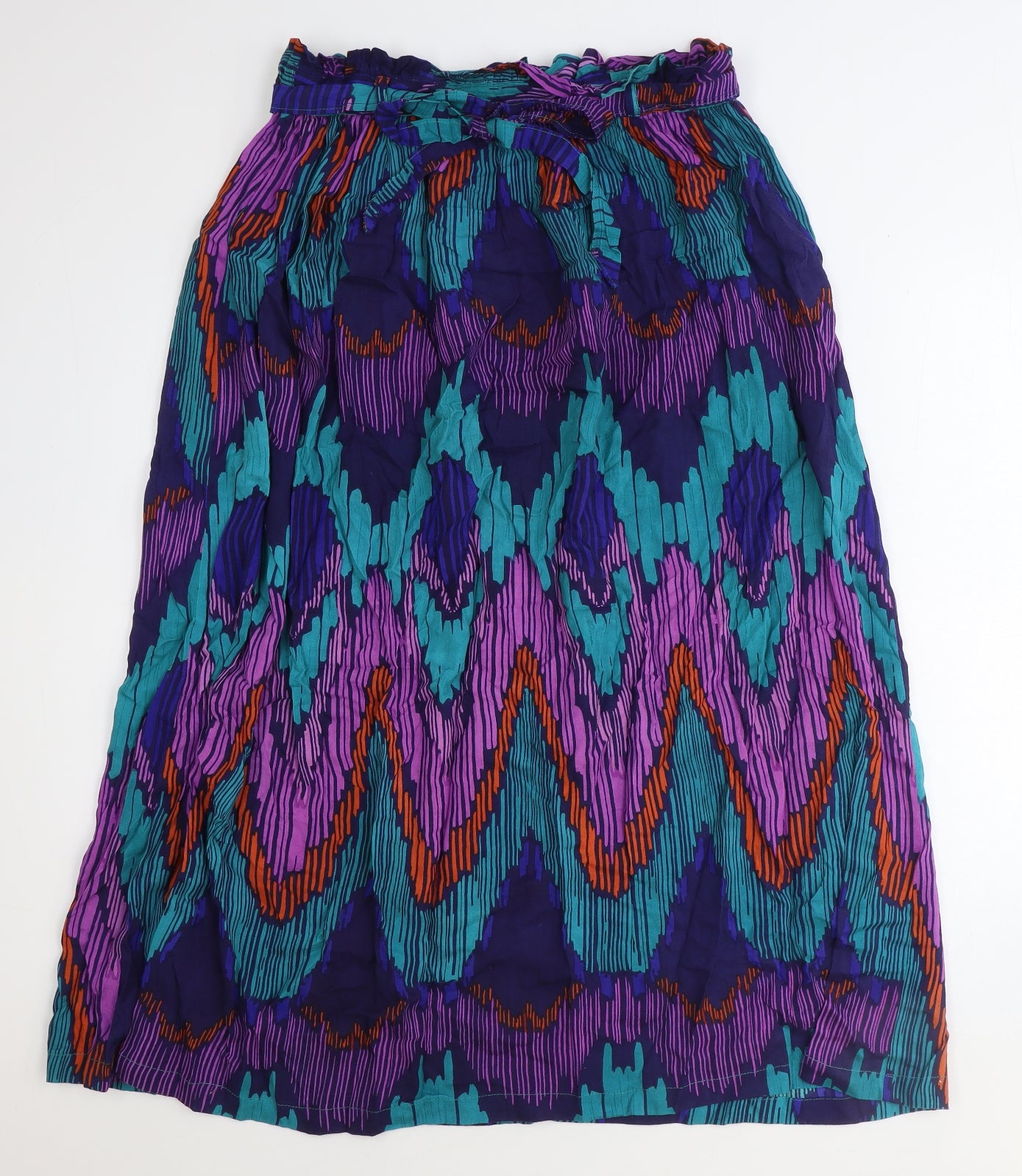 Primark Womens Multicoloured Geometric Polyester A-Line Skirt Size 12 Tie