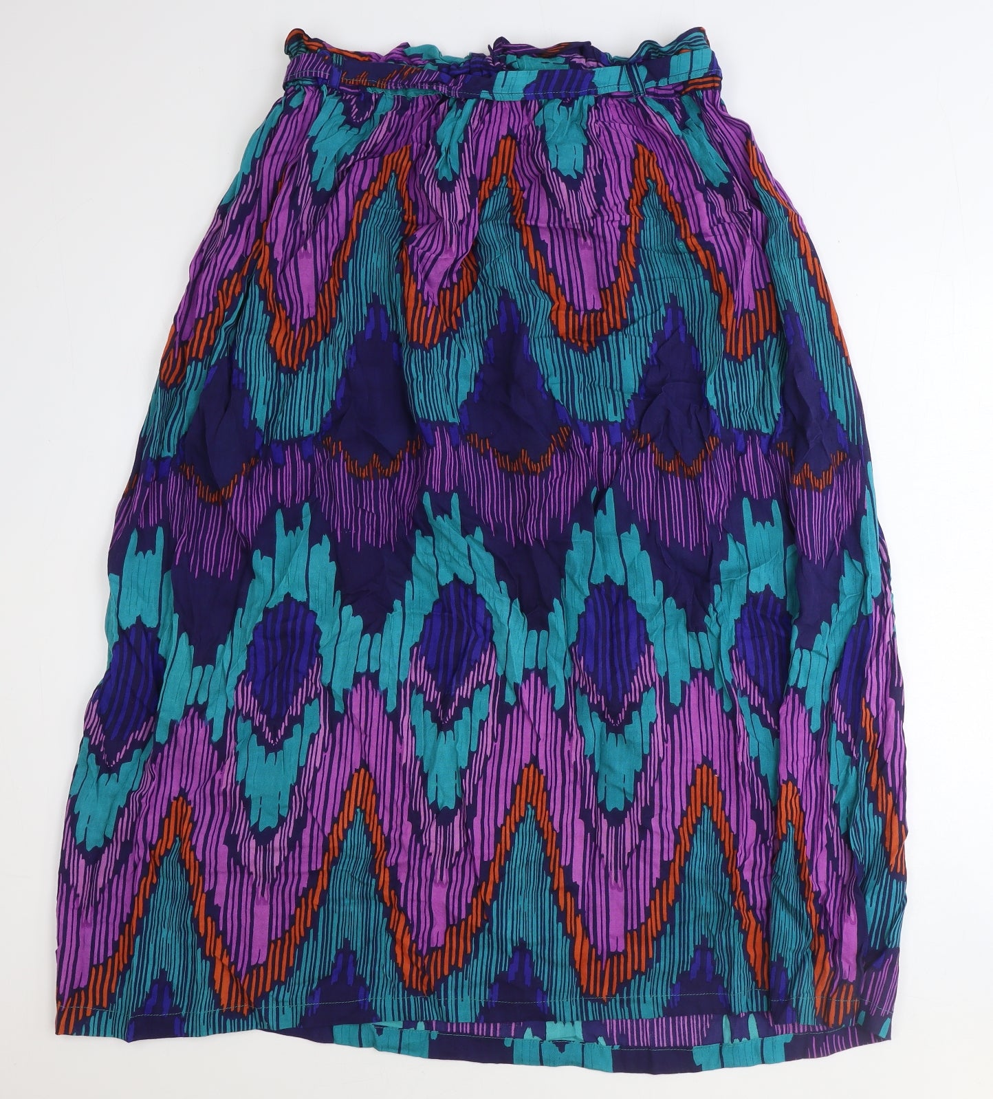 Primark Womens Multicoloured Geometric Polyester A-Line Skirt Size 12 Tie