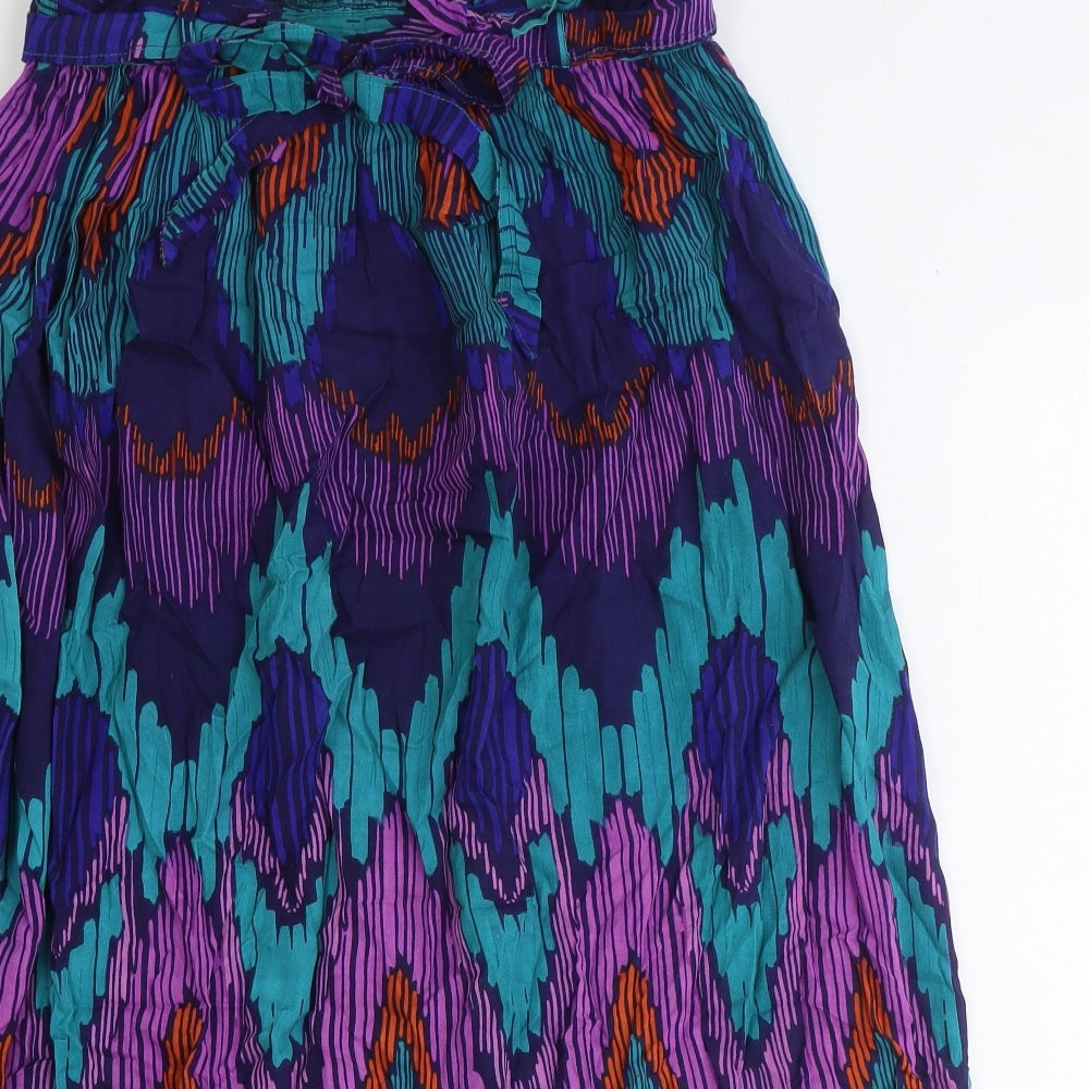 Primark Womens Multicoloured Geometric Polyester A-Line Skirt Size 12 Tie