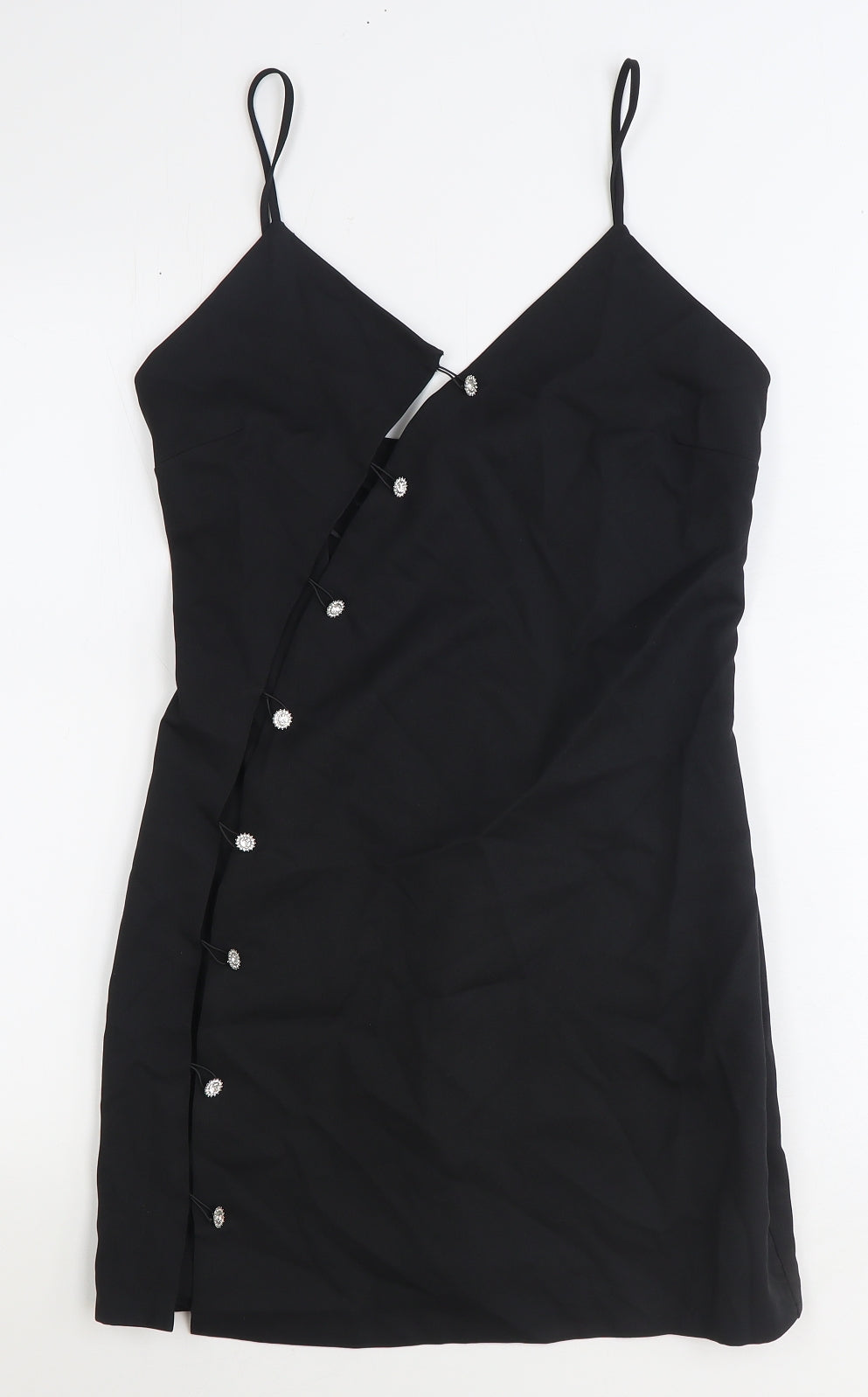 Zara Womens Black Polyester Mini Size M V-Neck Zip