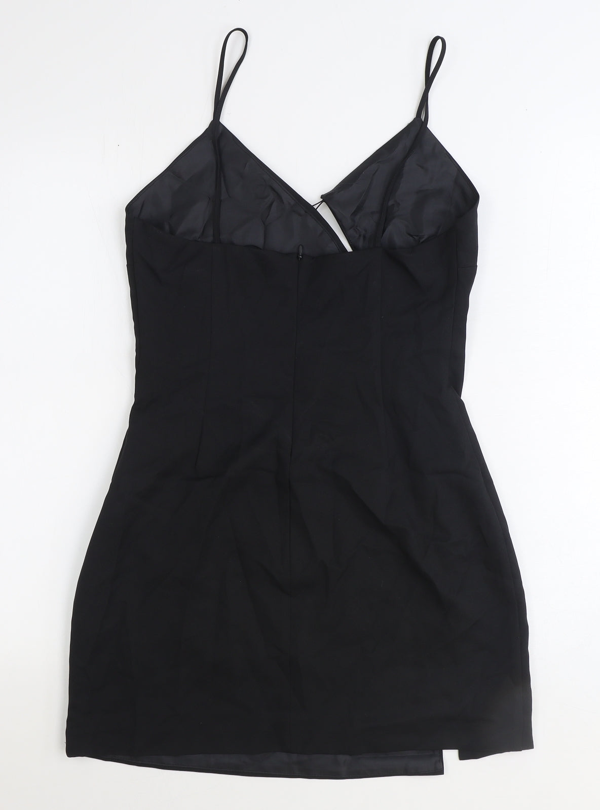 Zara Womens Black Polyester Mini Size M V-Neck Zip