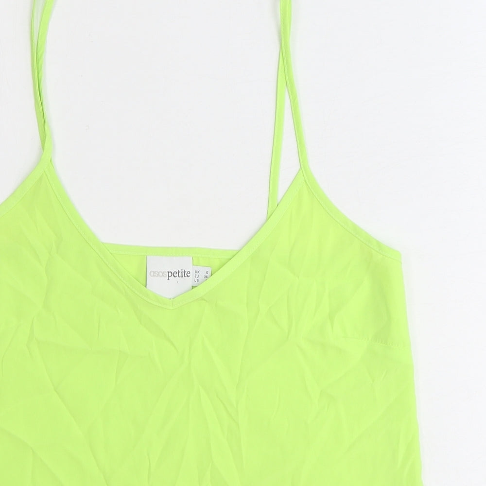 ASOS Womens Green Polyester Basic Tank Size 6 V-Neck