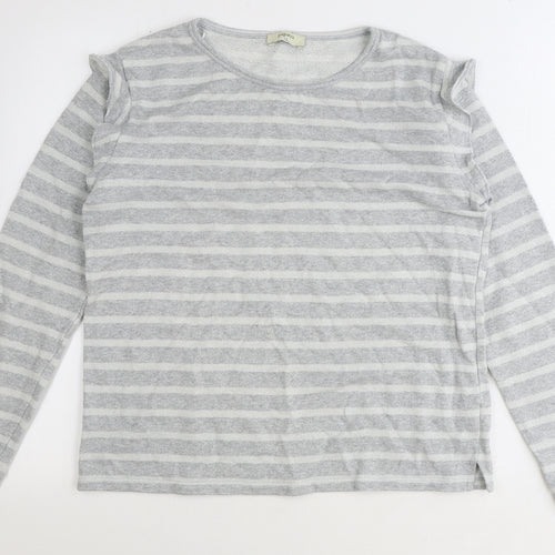 Papaya Womens Silver Striped Cotton Pullover Sweatshirt Size L Pullover