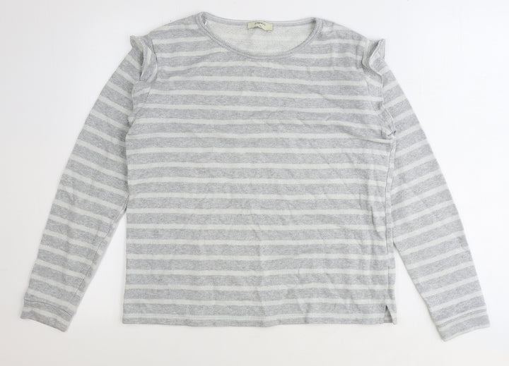 Papaya Womens Silver Striped Cotton Pullover Sweatshirt Size L Pullover