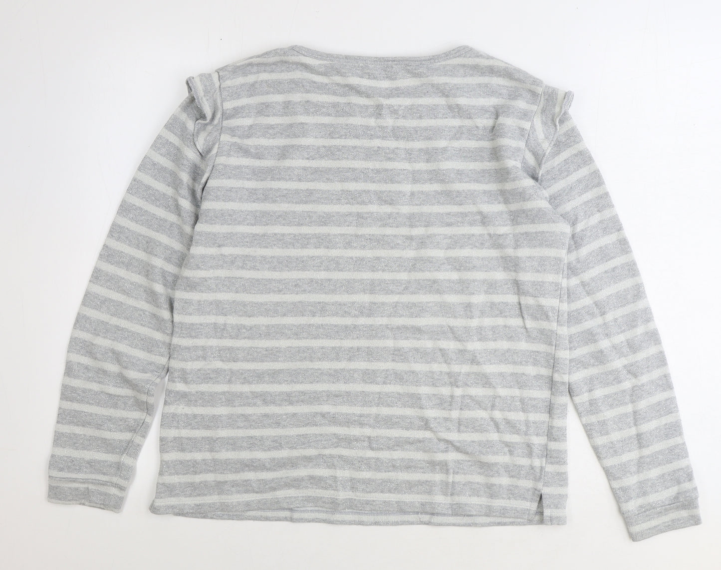 Papaya Womens Silver Striped Cotton Pullover Sweatshirt Size L Pullover