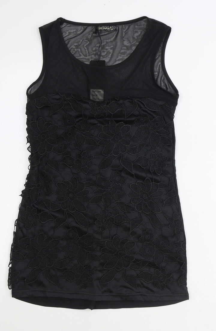 QED London Womens Black Polyester Shift Size M Scoop Neck Pullover