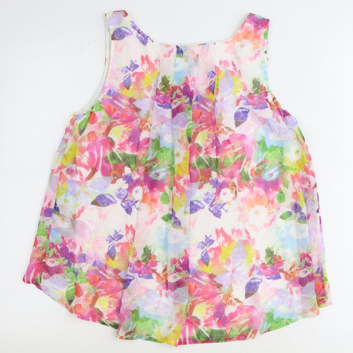 Preworn Womens Multicoloured Floral Polyester Basic Tank Size L Scoop Neck