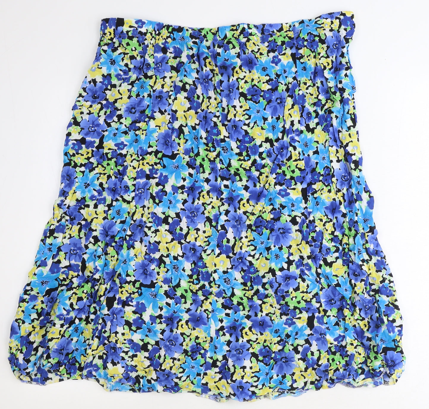 Ellie Louise Womens Blue Floral Viscose A-Line Skirt Size 20 Drawstring