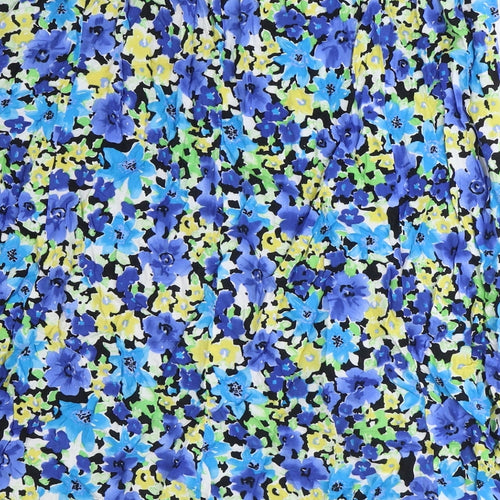 Ellie Louise Womens Blue Floral Viscose A-Line Skirt Size 20 Drawstring