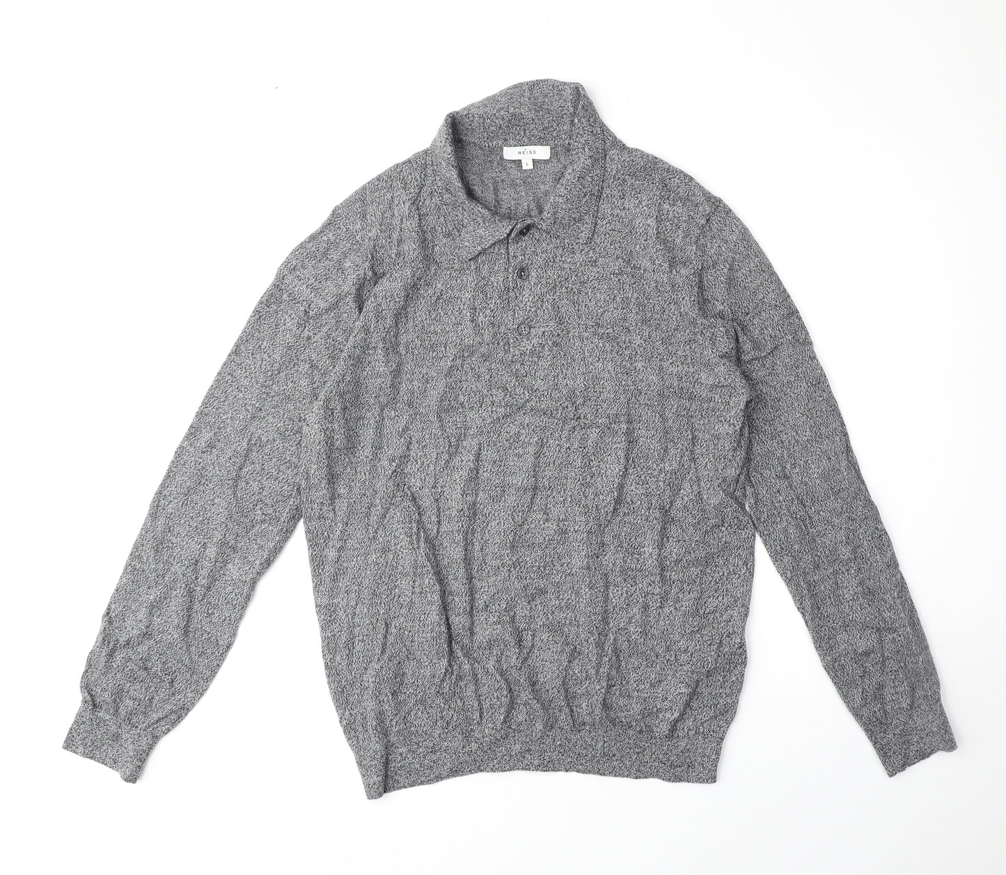 Reiss Mens Grey Collared Acrylic Pullover Jumper Size L - Polo