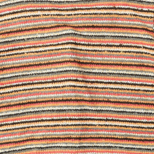 Per Una Womens Orange Scoop Neck Striped Acrylic Cardigan Jumper Size 12