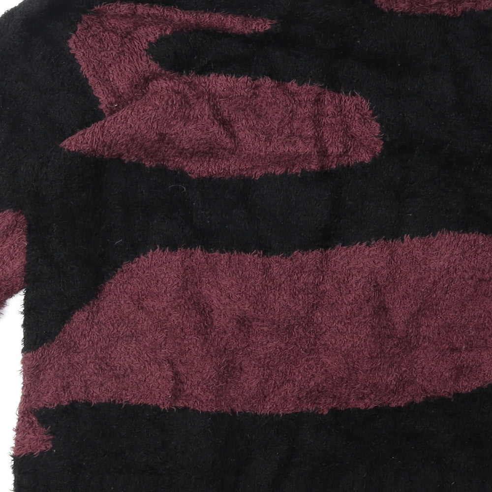 Nudie Jeans Co Womens Black Round Neck Geometric Cotton Pullover Jumper Size XS