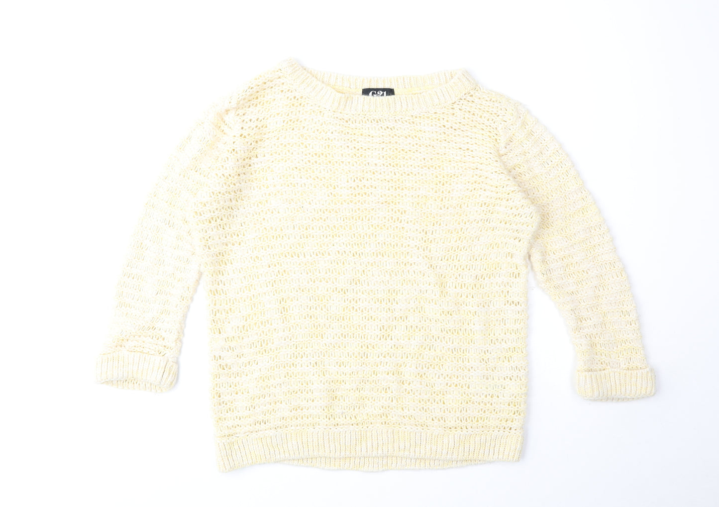 George Womens Yellow Round Neck Acrylic Pullover Jumper Size 10