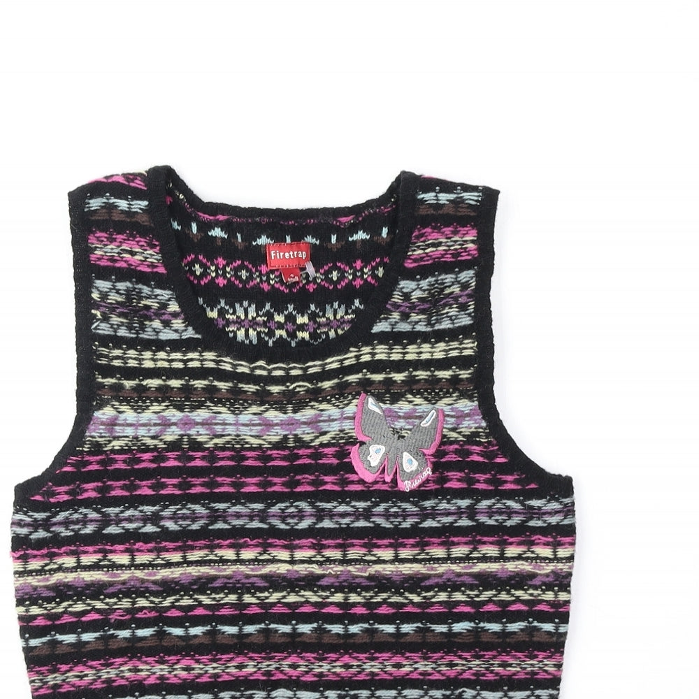 Firetrap Womens Multicoloured Fair Isle Wool Basic Tank Size S Round Neck