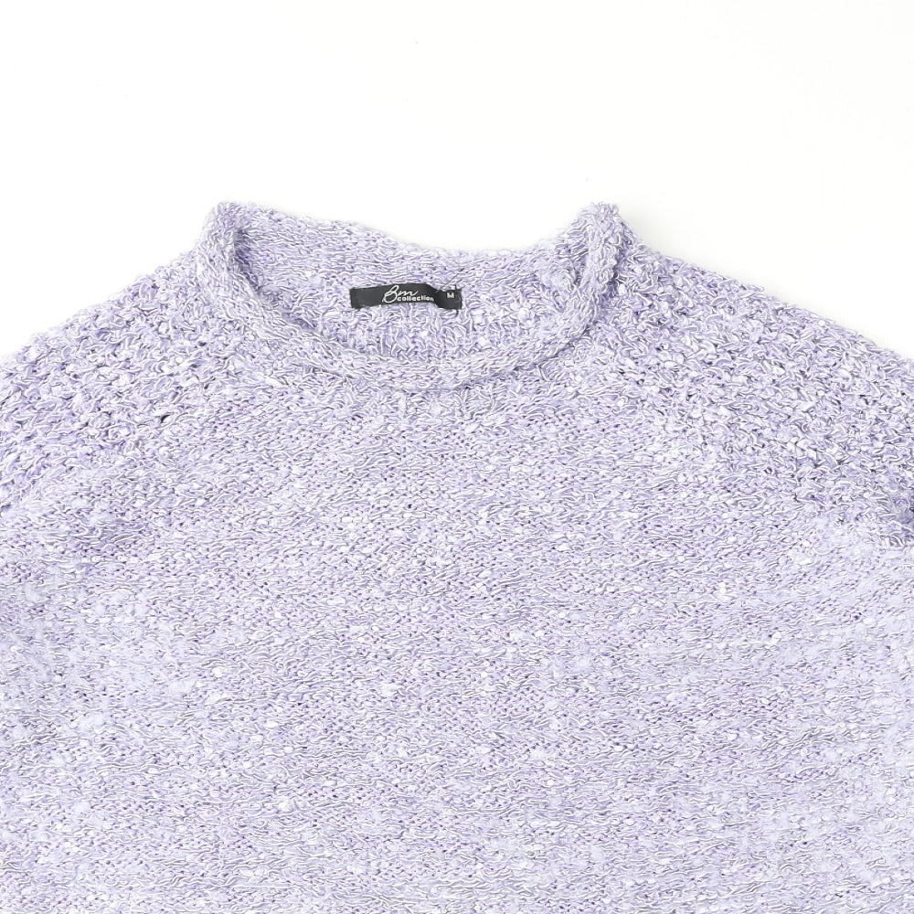 Bonmarché Womens Purple Round Neck Nylon Pullover Jumper Size M