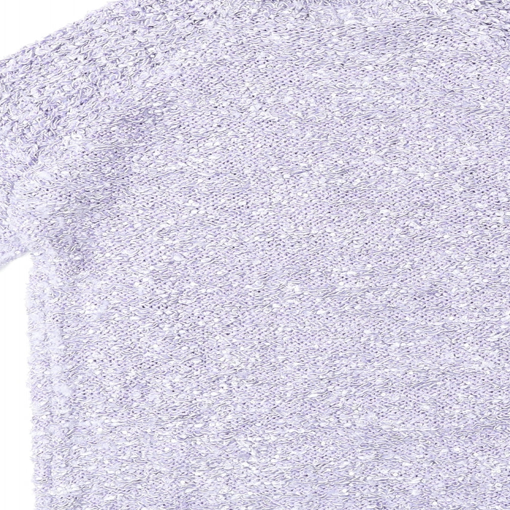 Bonmarché Womens Purple Round Neck Nylon Pullover Jumper Size M