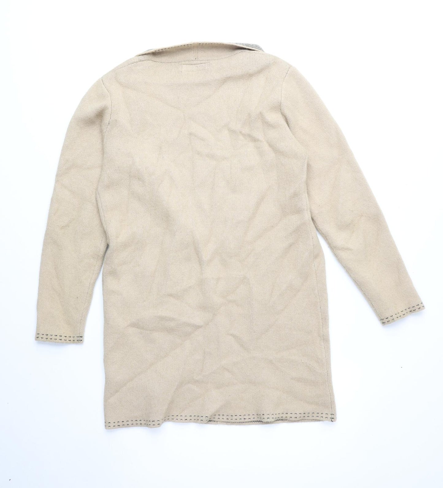 Cmd Womens Beige V-Neck Viscose Cardigan Jumper Size L - Coatigan